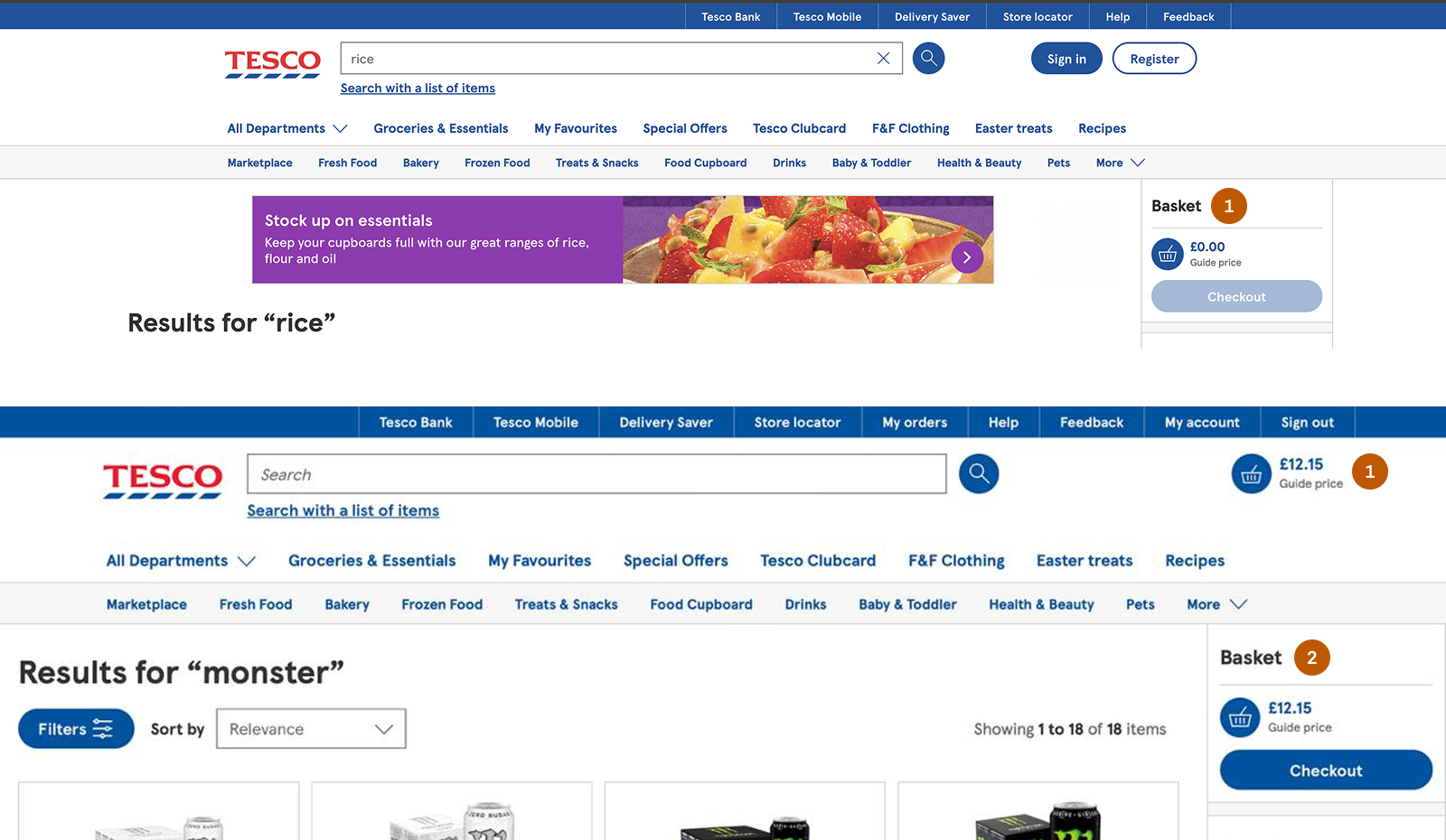 Guest & signed in before redesign